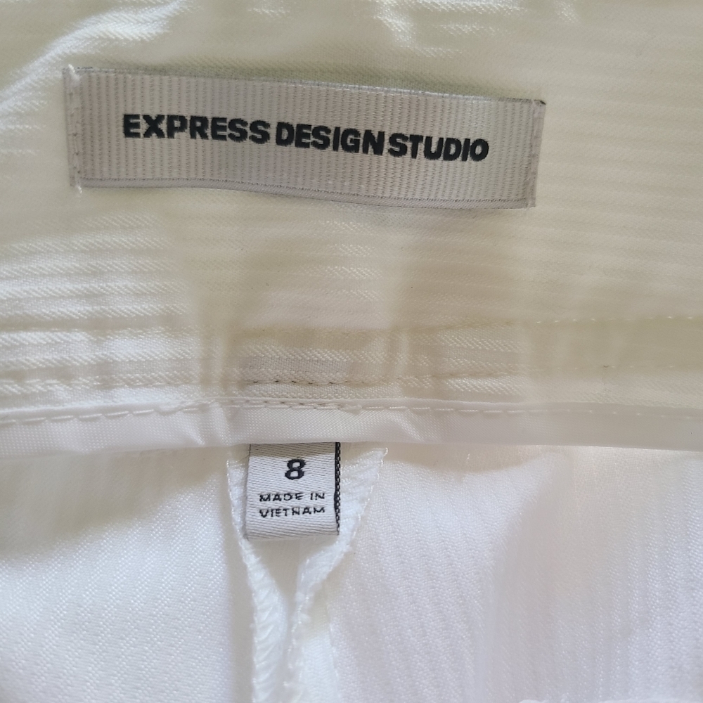 Express Design Studio White Cropped Trouser Size 8 - Picture 7 of 7